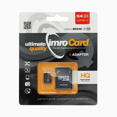 MicroSD 64GB IMRO atmint. korta 10 kl+adapteris