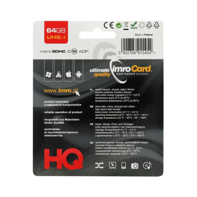 MicroSD 64GB IMRO atmint. korta 10 kl+adapteris 1