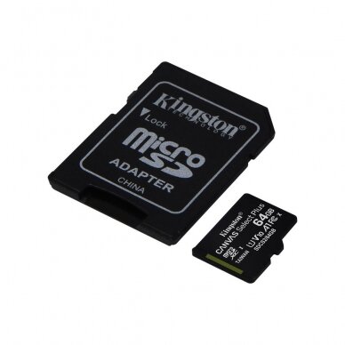 MicroSD 64GB KINGSTON 10 class kortelė CANVAS+ 2