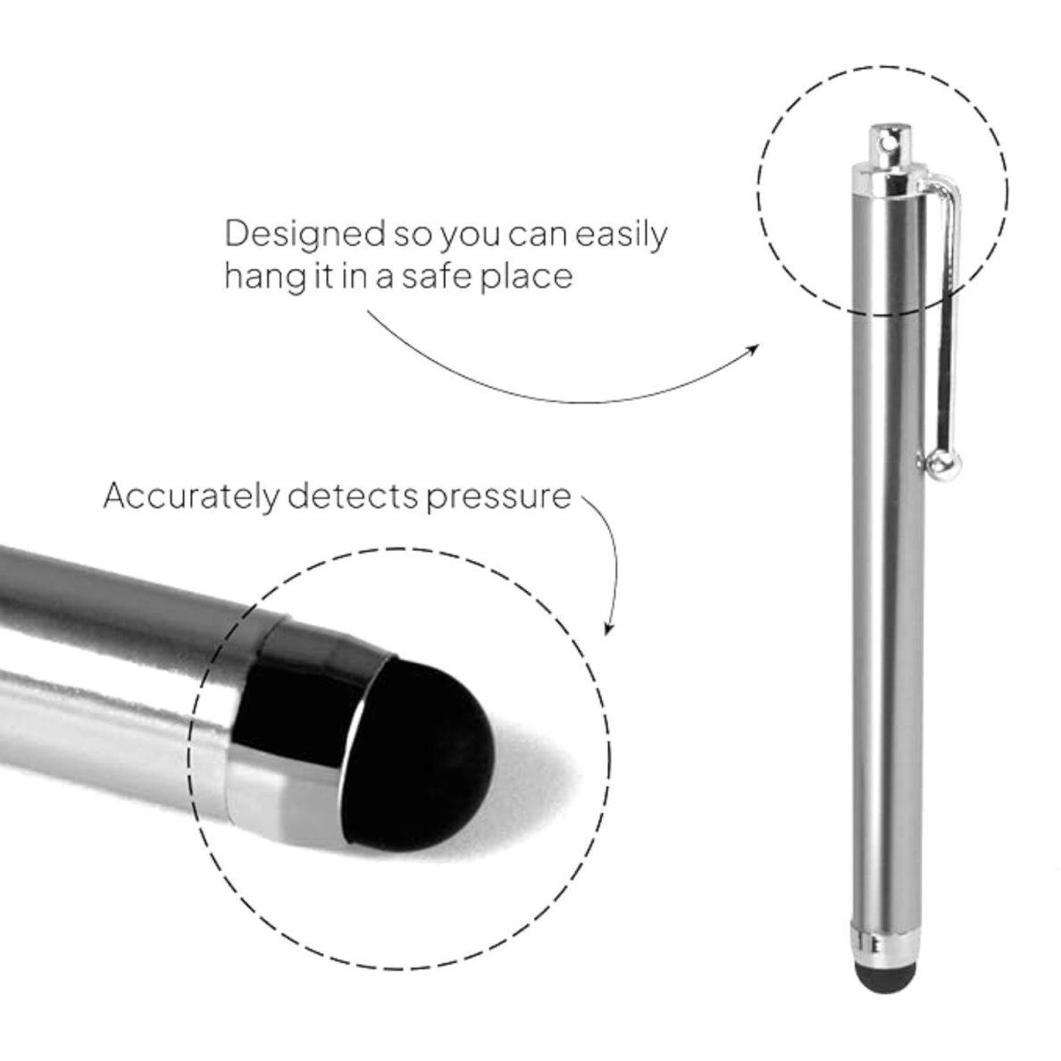 Pieštukas jutikliniams ekranams silver TRACY 1 Pieštukas jutikliniams ekranams silver TRACY 1