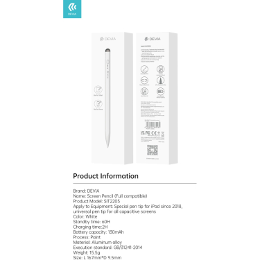 Pieštukas jutikliniams ekranams DEVIA Active Stylus (Apple/Phone) 10 Pieštukas jutikliniams ekranams DEVIA Active Stylus (Apple/Phone) 10