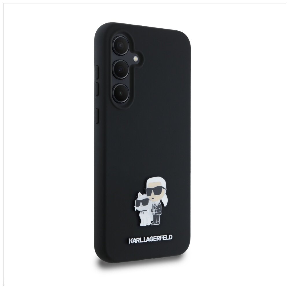 Samsung A35 5G black Liquid Silicone Karl&Choupette Metal Pin KARL LAGERFELD nugarėlė 3