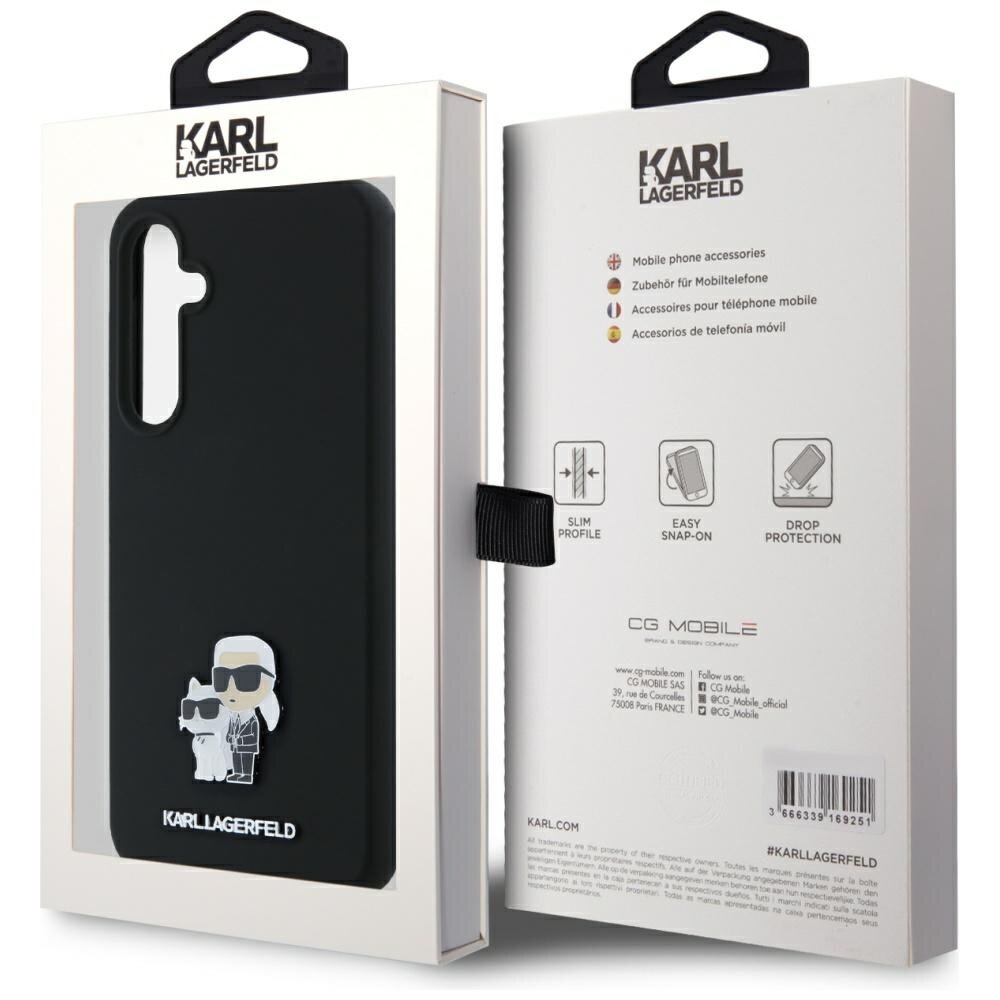 Samsung A35 5G black Liquid Silicone Karl&Choupette Metal Pin KARL LAGERFELD nugarėlė 7