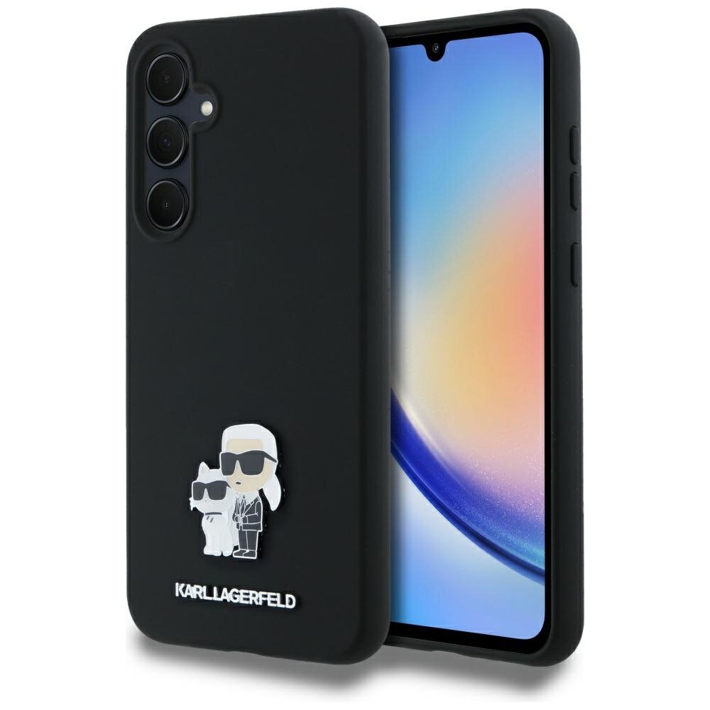 Samsung A35 5G black Liquid Silicone Karl&Choupette Metal Pin KARL LAGERFELD nugarėlė