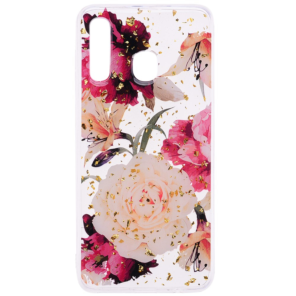 Samsung A50 Tracy clear glitter nugarėlė Pretty Flowers 1