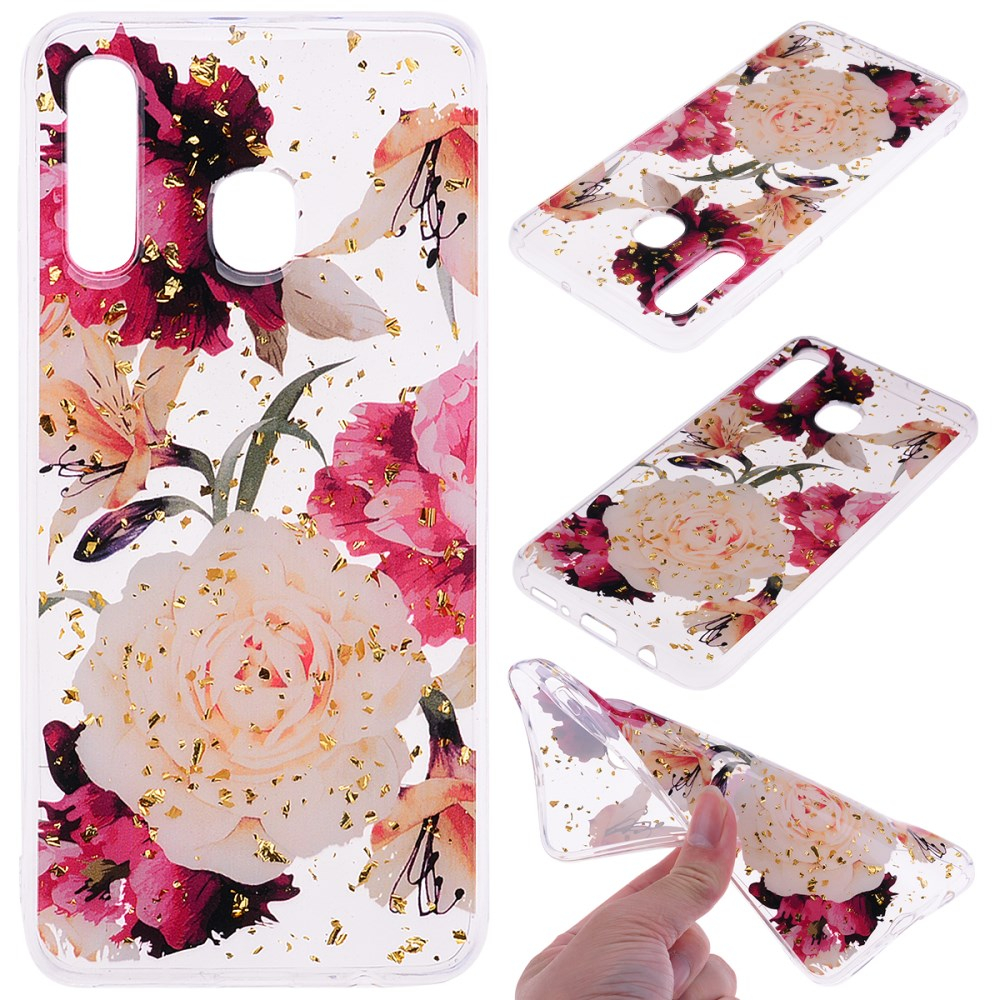 Samsung A50 Tracy clear glitter nugarėlė Pretty Flowers