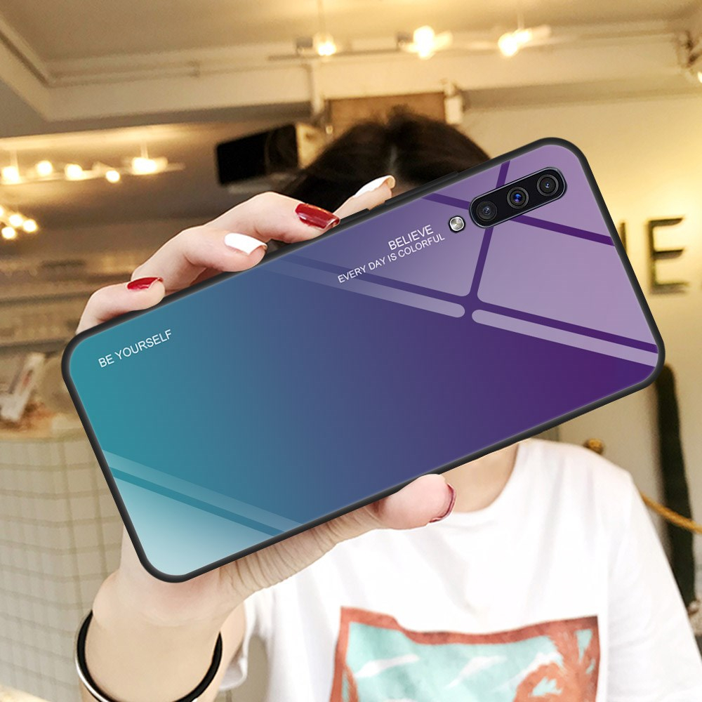 Samsung A50 violetinė+mėlyna tracy GLASS nugarėlė
