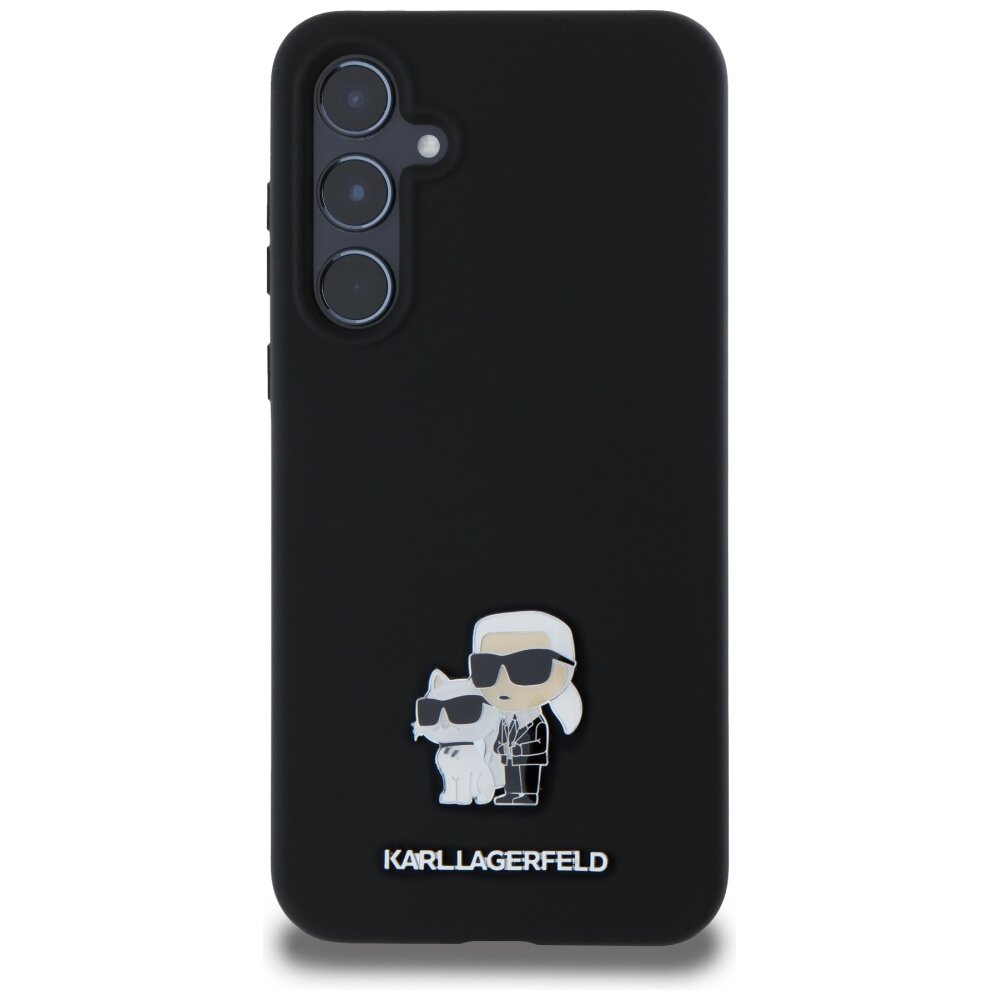 Samsung A55 5G black Liquid Silicone Karl&Choupette Metal Pin KARL LAGERFELD nugarėlė 2