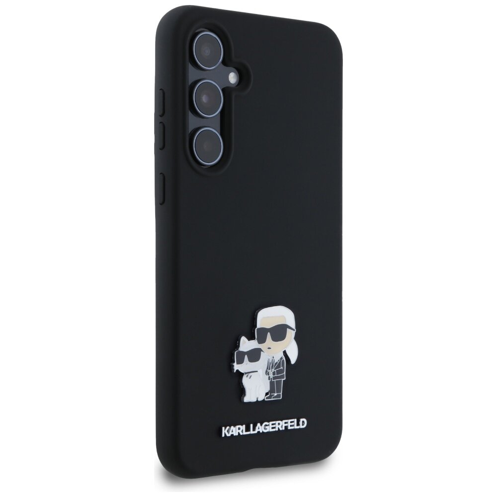 Samsung A55 5G black Liquid Silicone Karl&Choupette Metal Pin KARL LAGERFELD nugarėlė 3