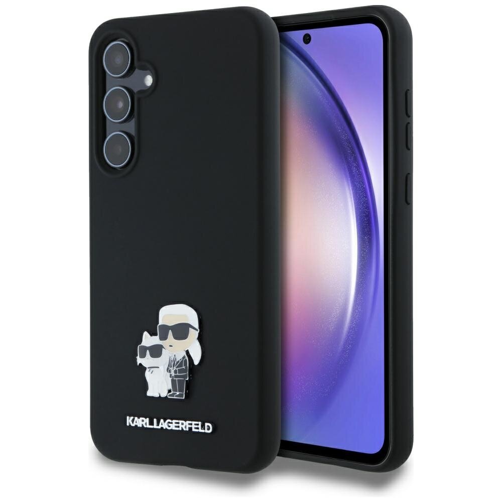 Samsung A55 5G black Liquid Silicone Karl&Choupette Metal Pin KARL LAGERFELD nugarėlė