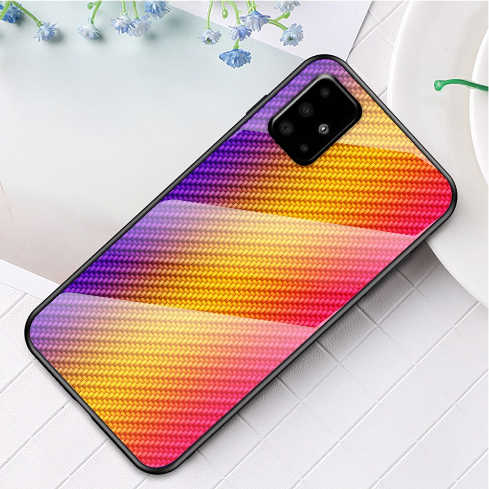 Samsung A71 oranžinė CARBON GLASS nugarėlė