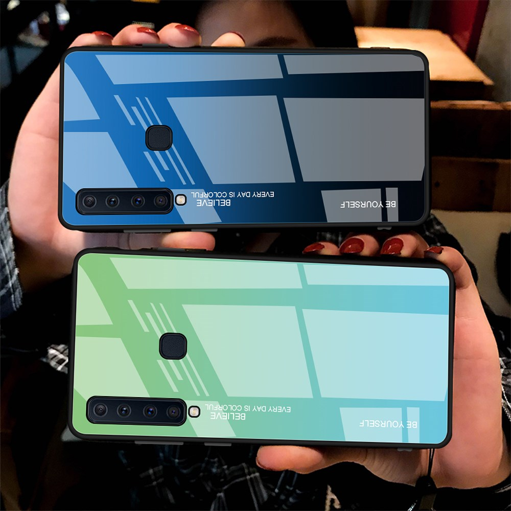 Samsung A9 2018 žalia+melsva tracy GLASS nugarėlė 3