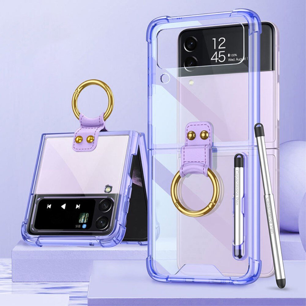 Samsung FLIP4 5G GKK RING nugarėlė plastikas+silikonas with PEN skaidri/violetinė