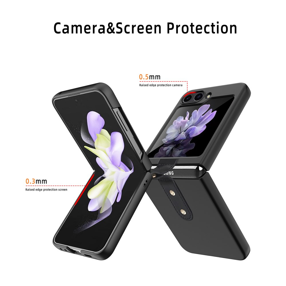 Samsung FLIP5 5G Tracy matinė juoda plastikinė su žiedu nugarėlė 2