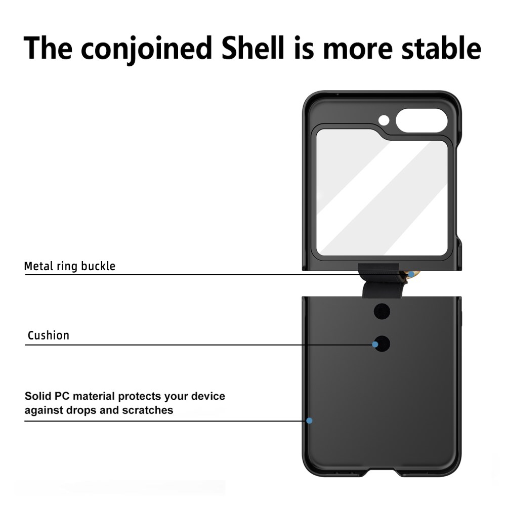 Samsung FLIP5 5G Tracy matinė juoda plastikinė su žiedu nugarėlė 6