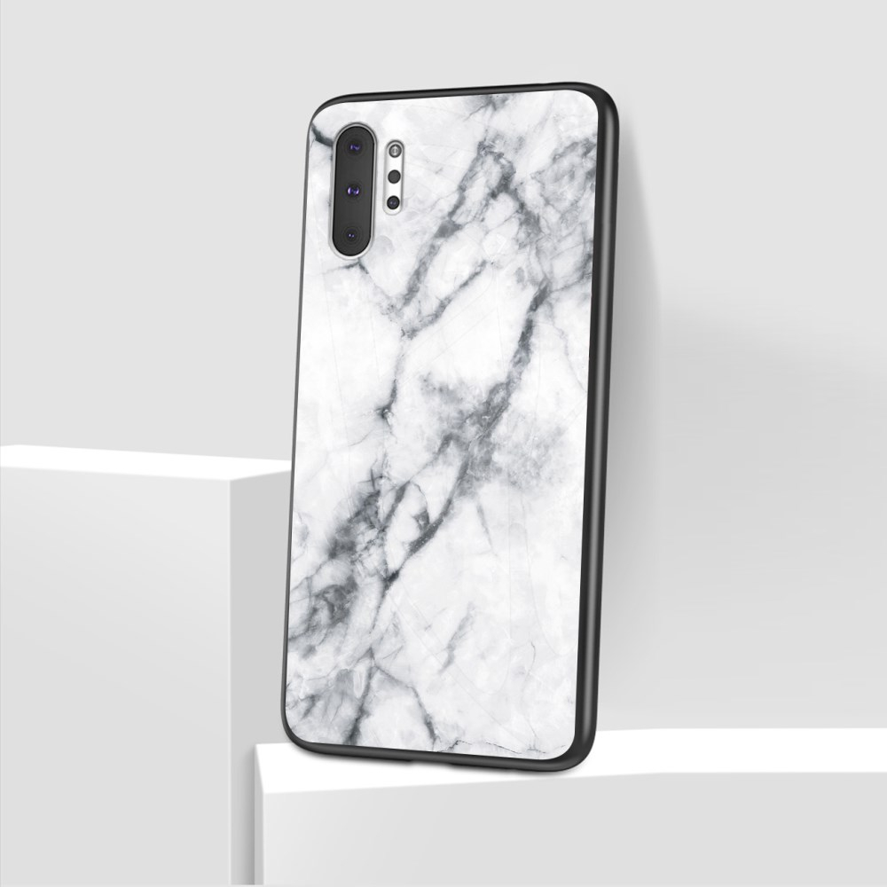 Samsung Note 10 PLUS nugarėlė GLASS White marble