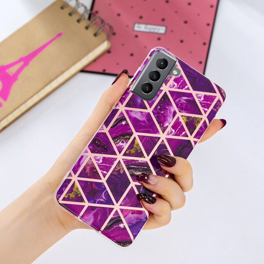 Samsung S21 FE tracy nugarėlė Geometric marble purple 2