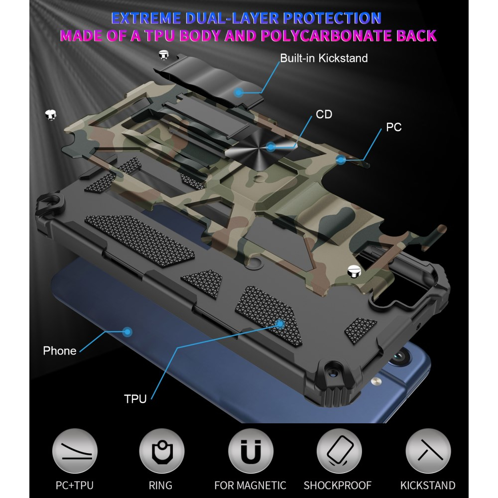 Samsung S21 FE green camouflage ARMOR METAL nugarėlė 6