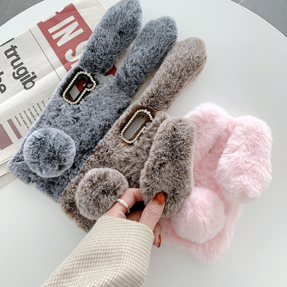 Samsung S21 dark grey nugarėlė Fluffy rabbit 5