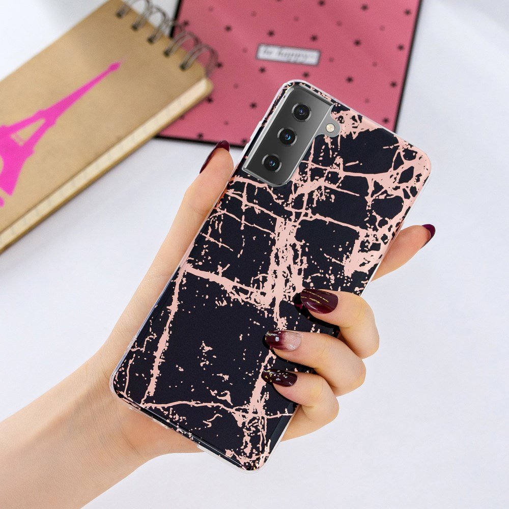 Samsung S21 Tracy nugarėlė Black&gold Marble+ 3