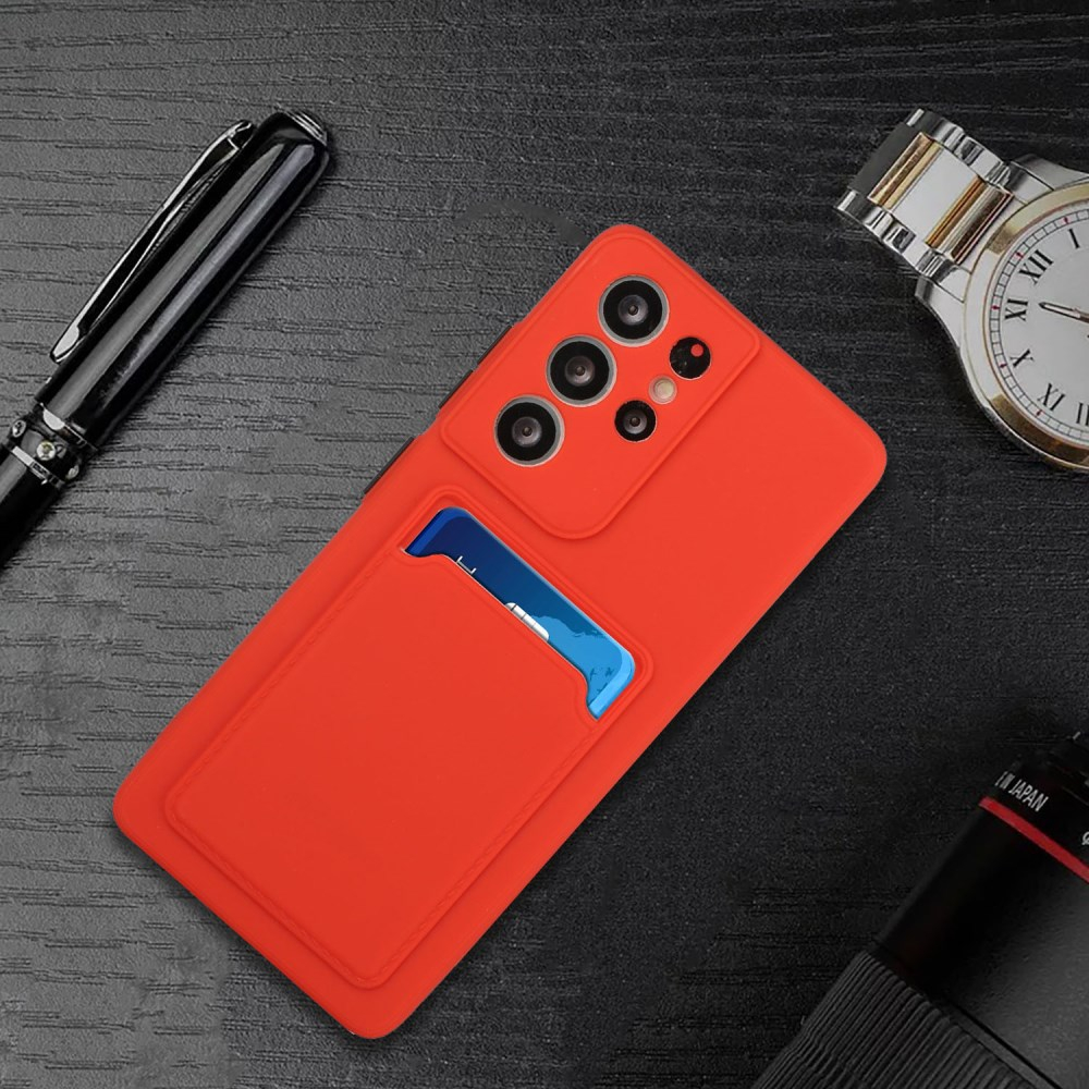 Samsung S21 ULTRA Tracy raudona nugarėlė SOLID WITH CARD SLOT 5