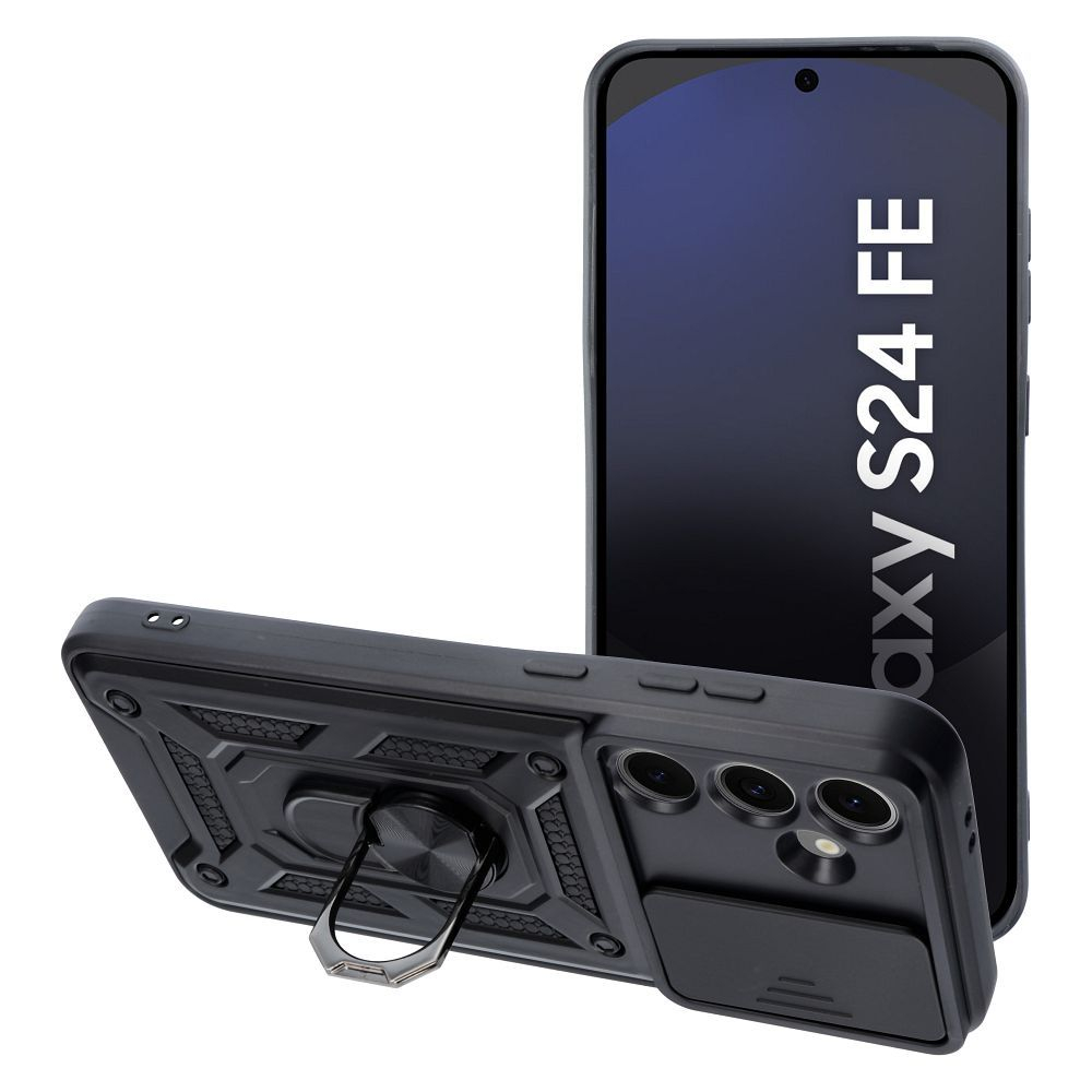 Samsung S24 FE black RING ARMOR WITH CAMSHIELD nugarėlė