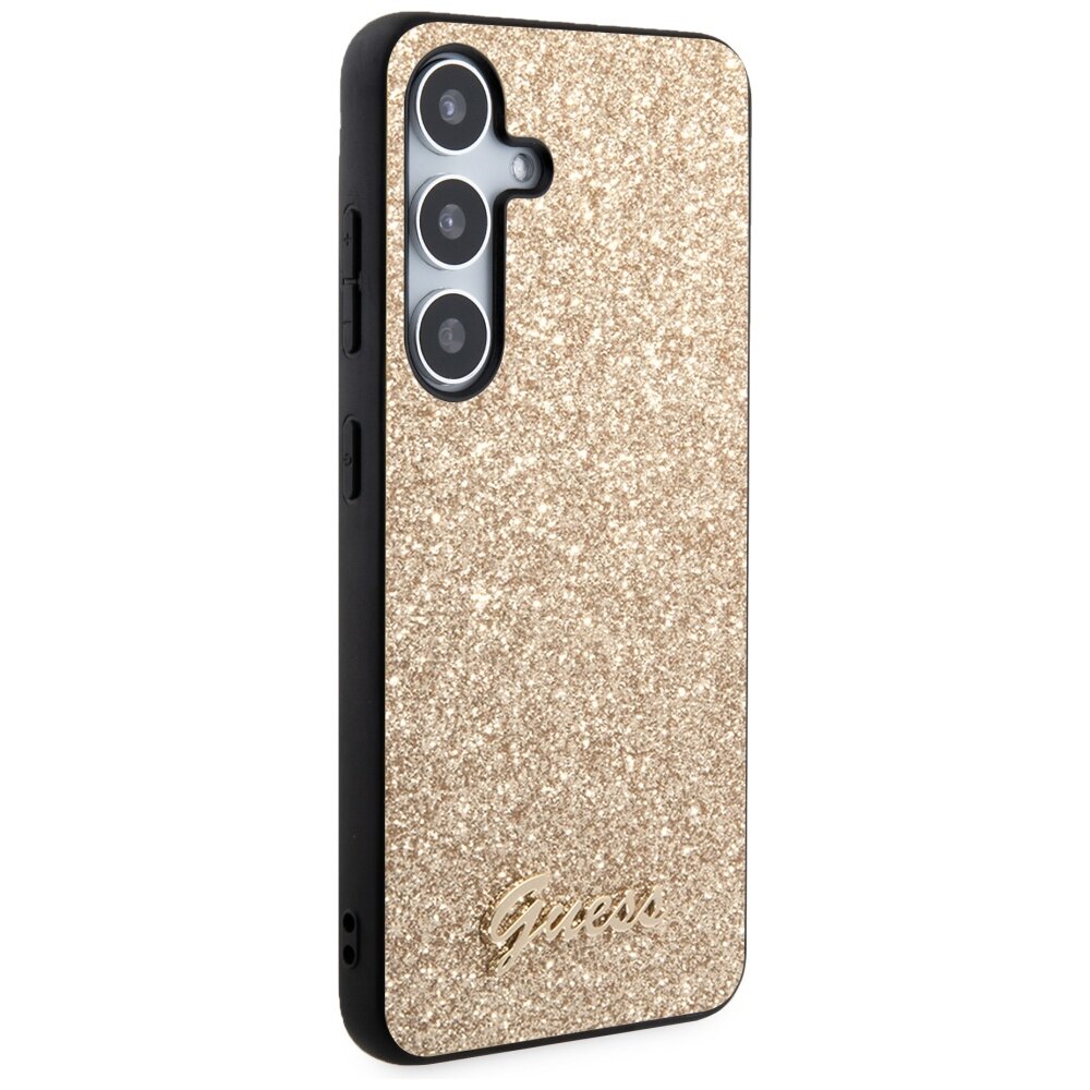 Samsung S24 gold Glitter Script GUESS nugarėlė 3
