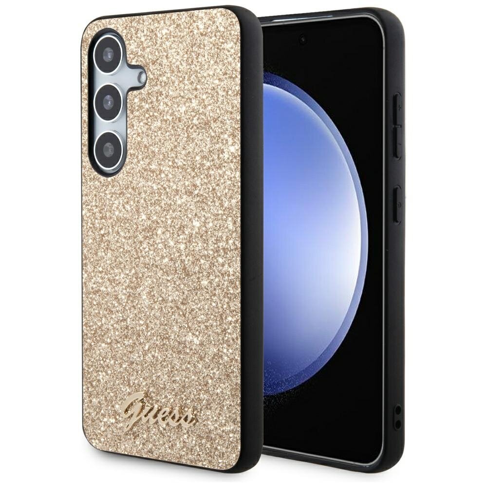 Samsung S24 gold Glitter Script GUESS nugarėlė
