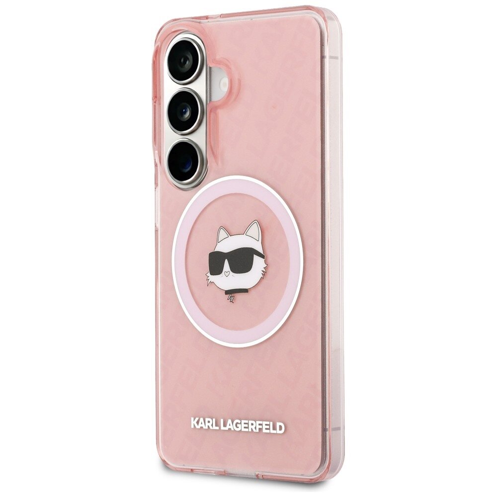 Samsung S26 pink MagSafe IML Repeated Choupette KARL LAGERFELD nugarėlė 1
