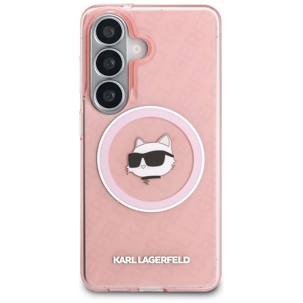 Samsung S26+ pink MagSafe IML Repeated Choupette KARL LAGERFELD nugarėlė 2