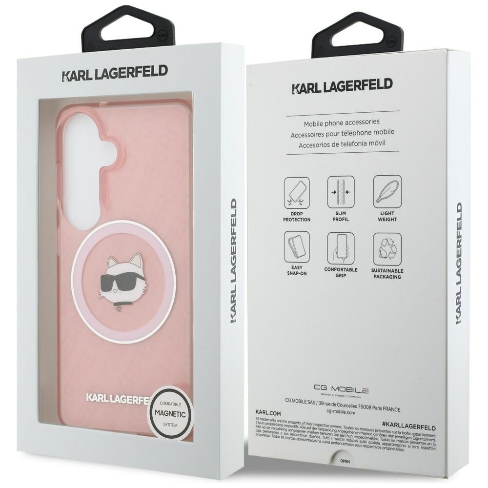 Samsung S26+ pink MagSafe IML Repeated Choupette KARL LAGERFELD nugarėlė 7
