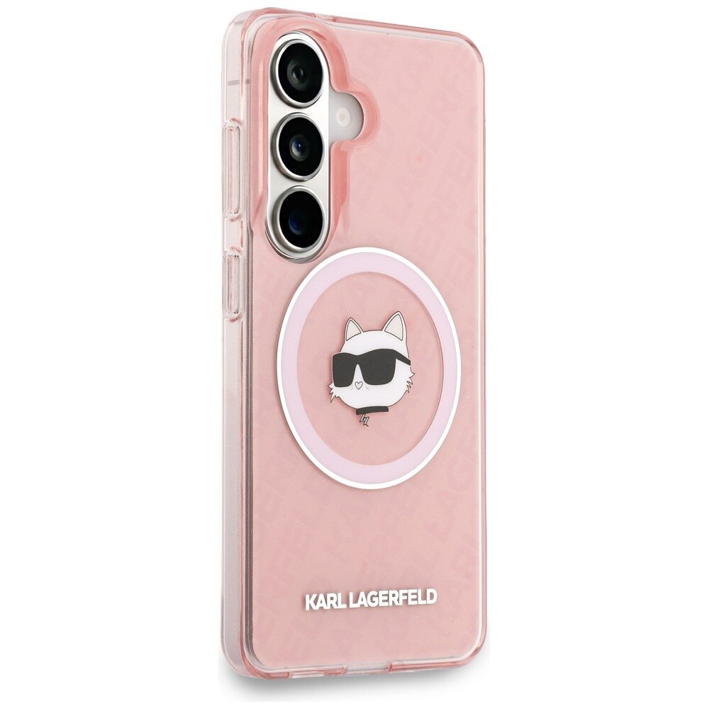 Samsung S26 pink MagSafe IML Repeated Choupette KARL LAGERFELD nugarėlė 3