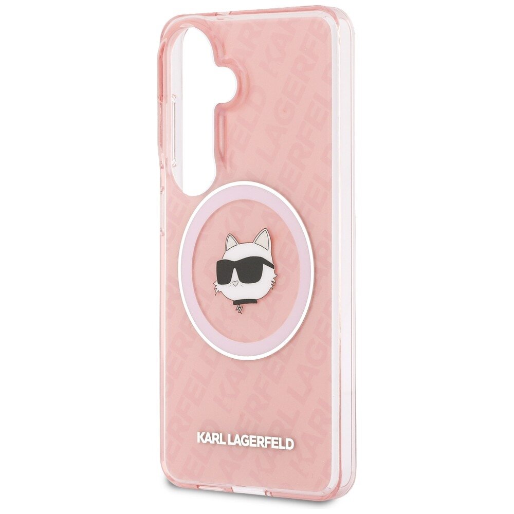Samsung S26 pink MagSafe IML Repeated Choupette KARL LAGERFELD nugarėlė 5