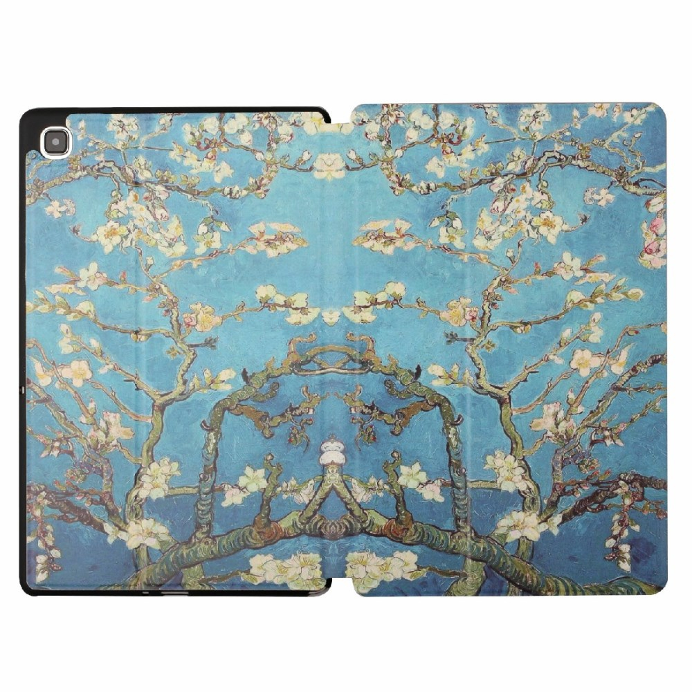 Samsung Tab A7 10.4" silikoninis TRIFOLD dėklas Tree with white flowers 5