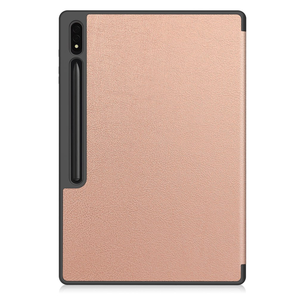 Samsung TAB S8 ULTRA / S9 ULTRA / S10 ULTRA 14.6" rose gold silikoninis S PEN TRIFOLD dėklas 1