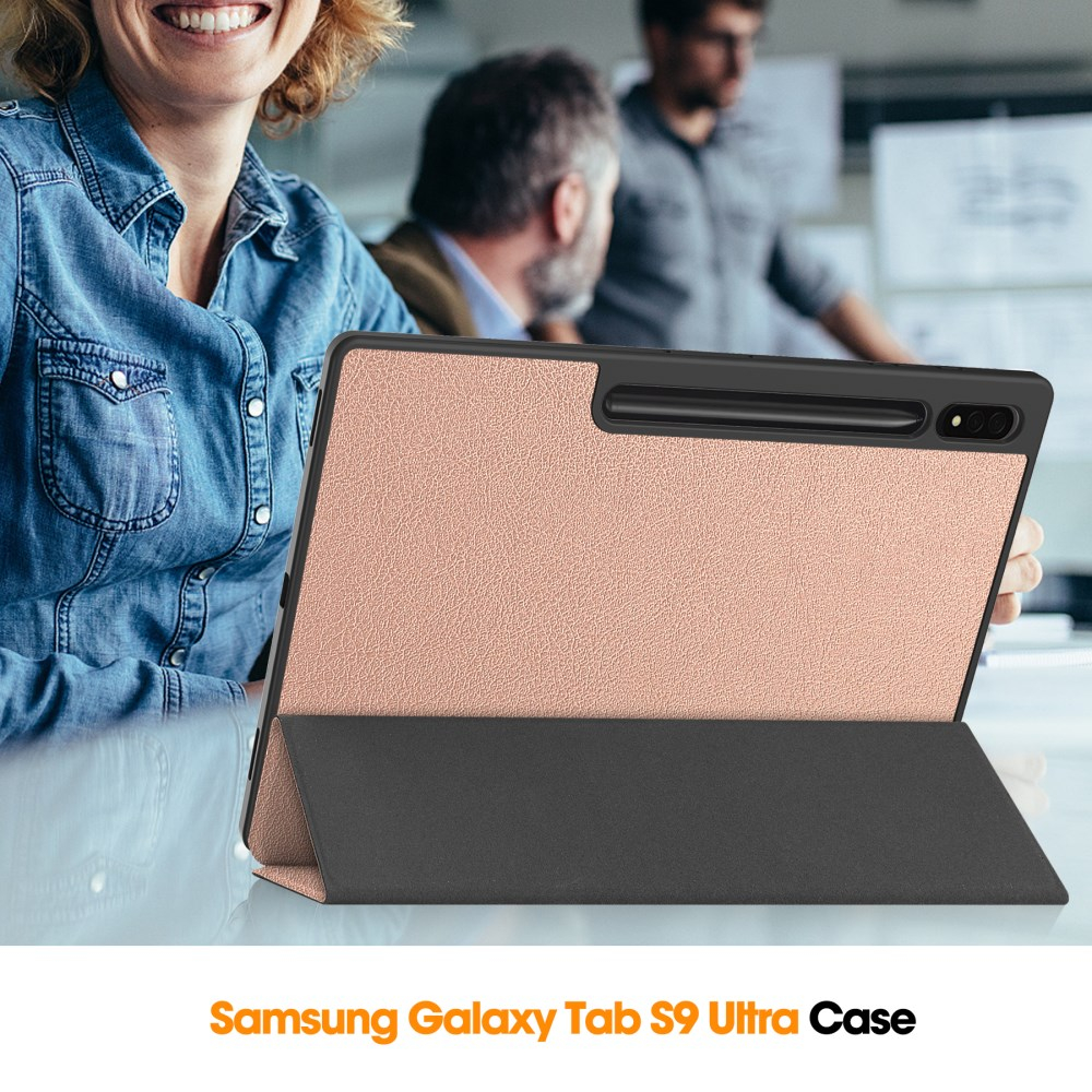 Samsung TAB S8 ULTRA / S9 ULTRA / S10 ULTRA 14.6" rose gold silikoninis S PEN TRIFOLD dėklas 10
