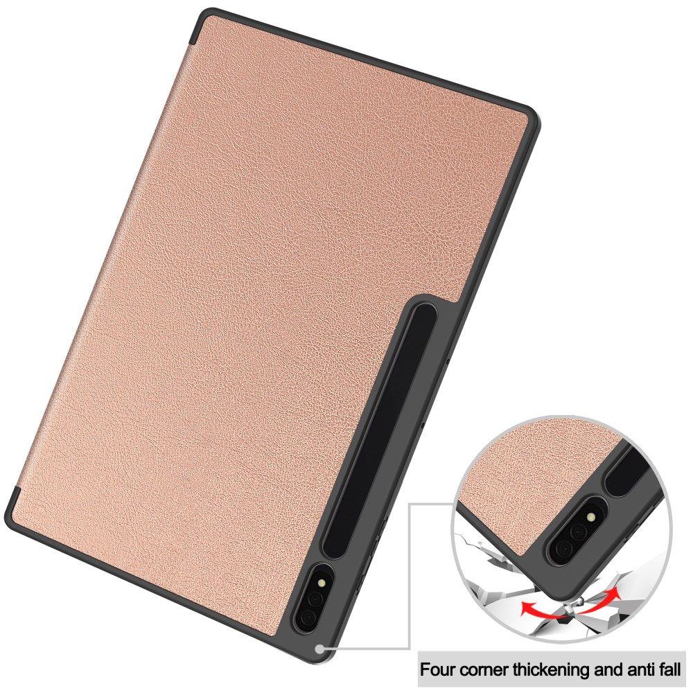 Samsung TAB S8 ULTRA / S9 ULTRA / S10 ULTRA 14.6" rose gold silikoninis S PEN TRIFOLD dėklas 8