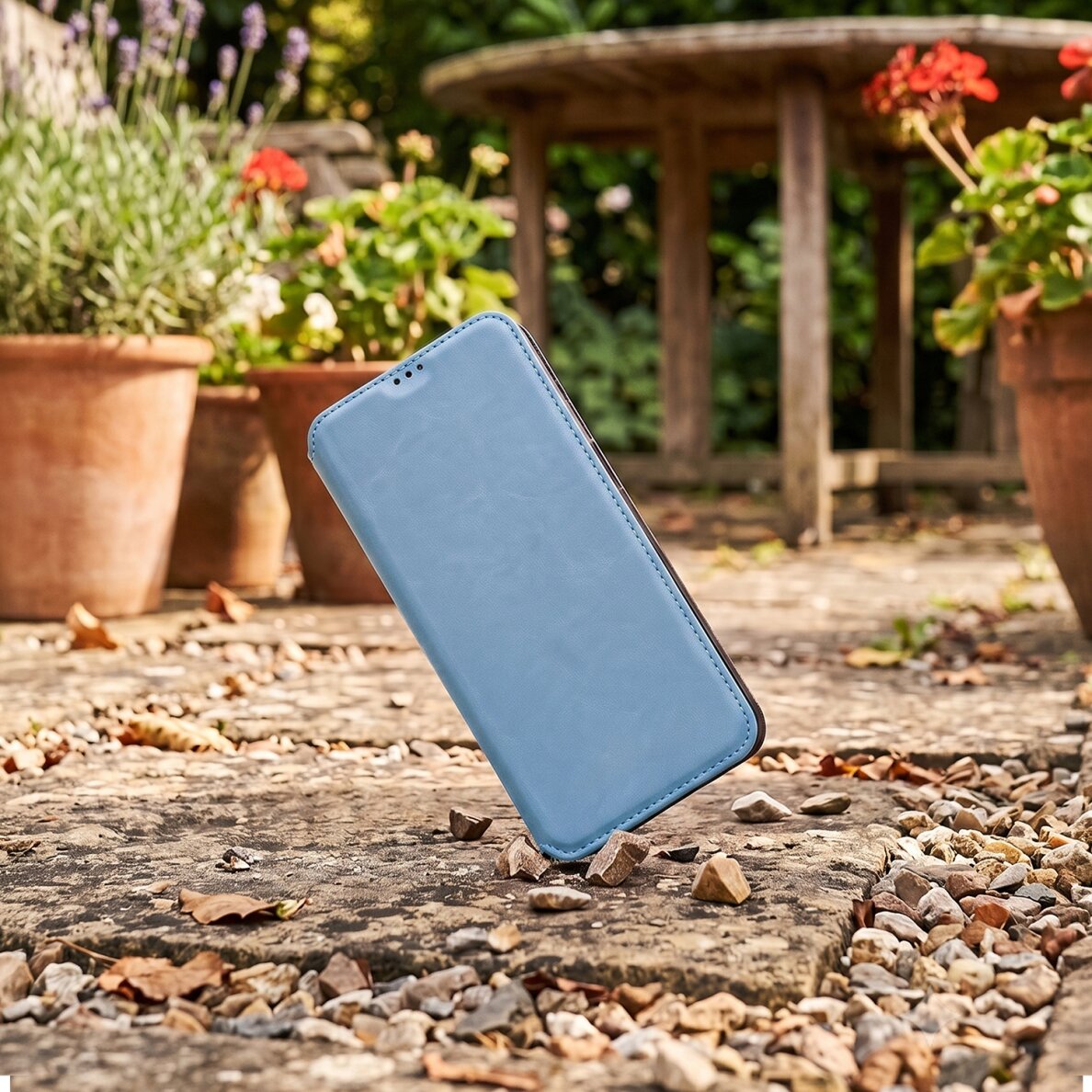 Samsung A12 light blue Smart Touch dėklas 5