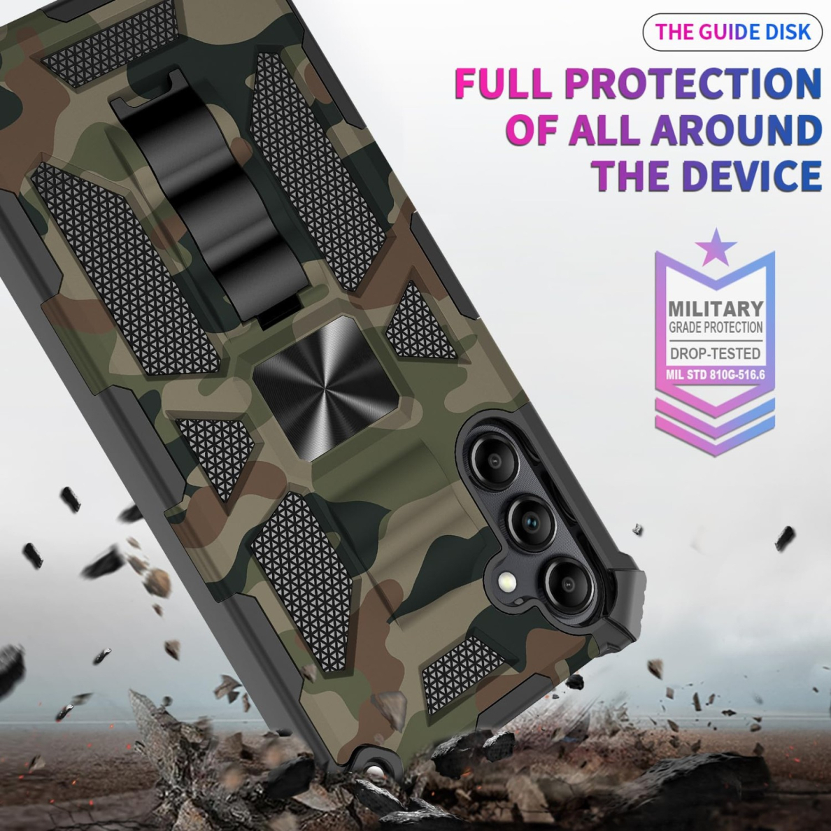 Samsung A16 5G green camouflage ARMOR METAL nugarėlė 2