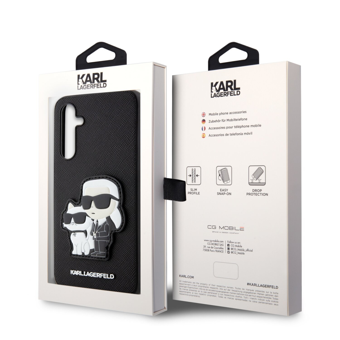 Samsung A34 5G black NFT Saffiano Karl and Choupette KARL LAGERFELD nugarėlė 1