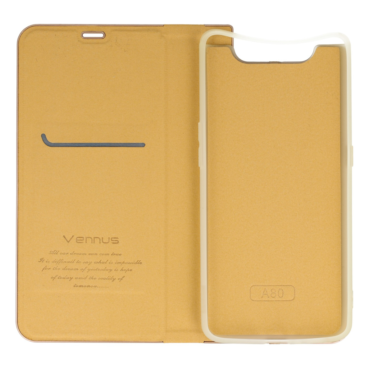 Samsung A80/A90 aukso spalvos VENBOOK dėklas 2