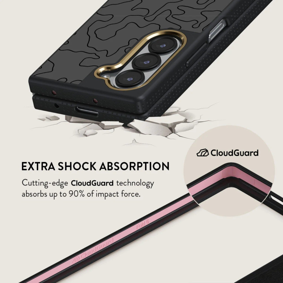 Samsung FOLD6 5G Elite Black Rock BURGA nugarėlė 5