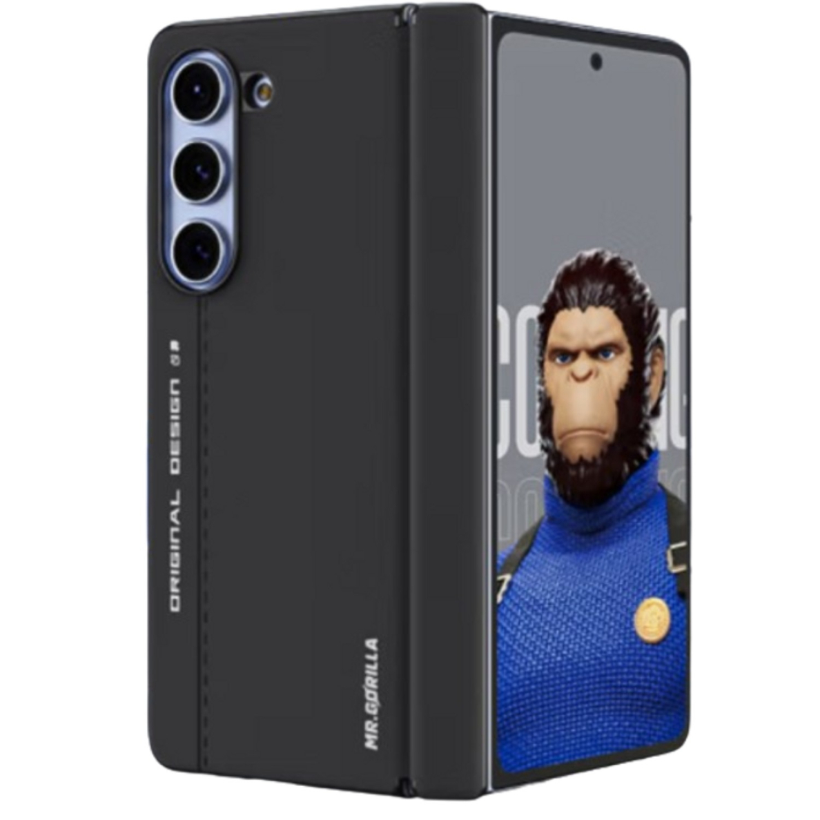 Samsung FOLD6 5G grey Leather Mr. Monkey nugarėlė