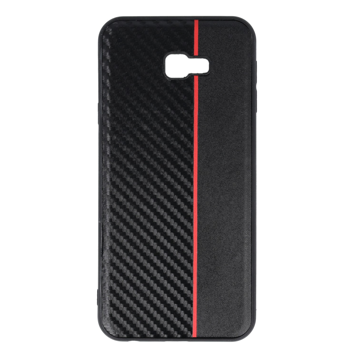 Samsung J4 PLUS juoda+raudona MOTO CARBON nugarėlė