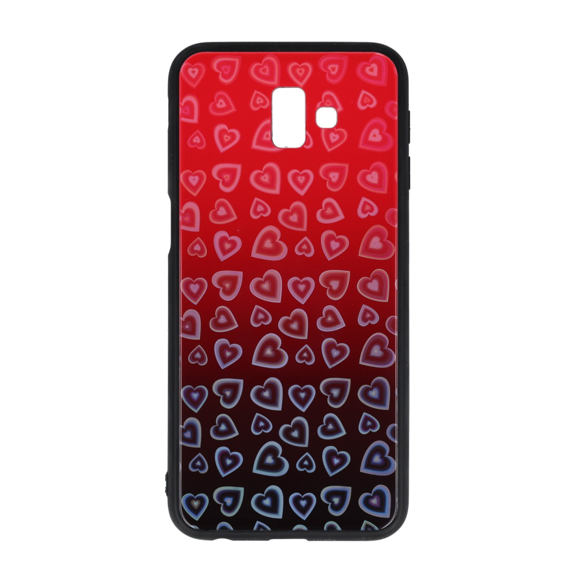 Samsung J6 PLUS 2018 raudona HEART GLASS nugarėlė