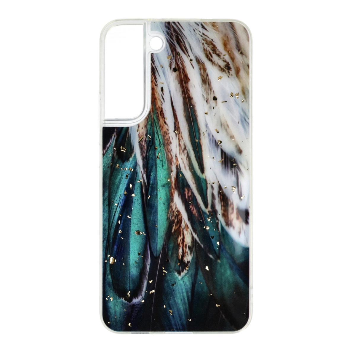 Samsung S22 PLUS Gold Glam Feathers nugarėlė