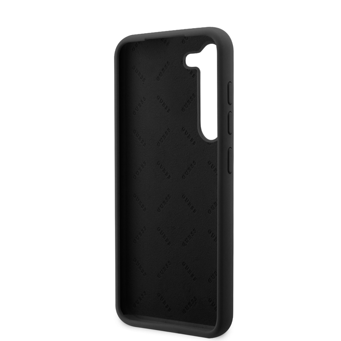 Samsung S23 black Liquid Silicone Metal GUESS nugarėlė 6