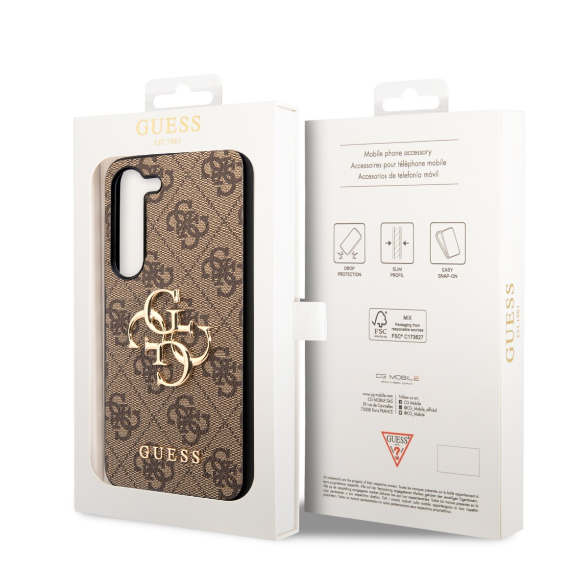 Samsung S23 brown Metal Logo GUESS nugarėlė 7