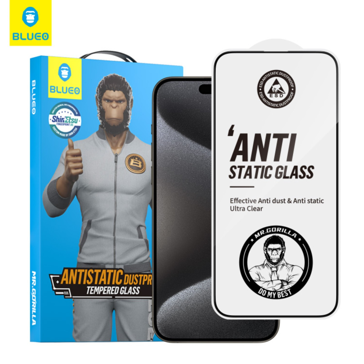 Samsung S23 FE black pilnas Mr. Monkey 5D stiklas