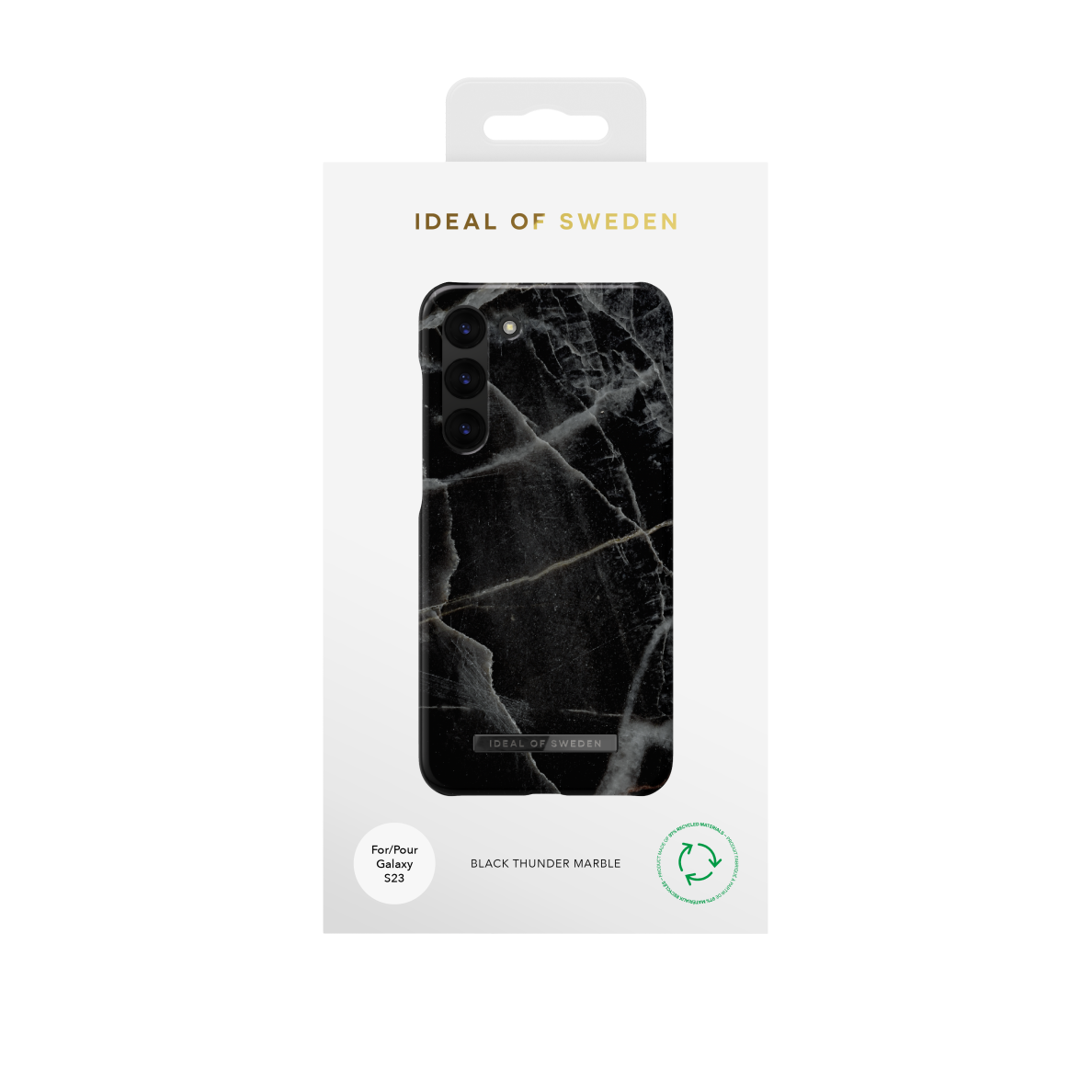 Samsung S23 iDeal Of Sweden nugarėlė Black Thunder Marble 1